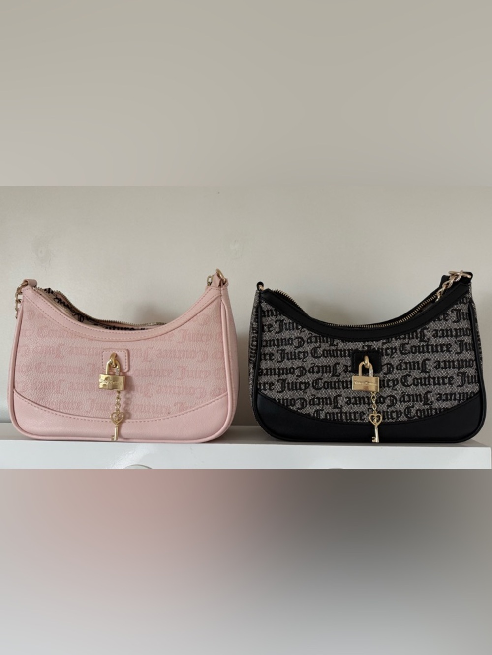 Juicy Couture Pink & Black Logo Shoulder Bag Duo